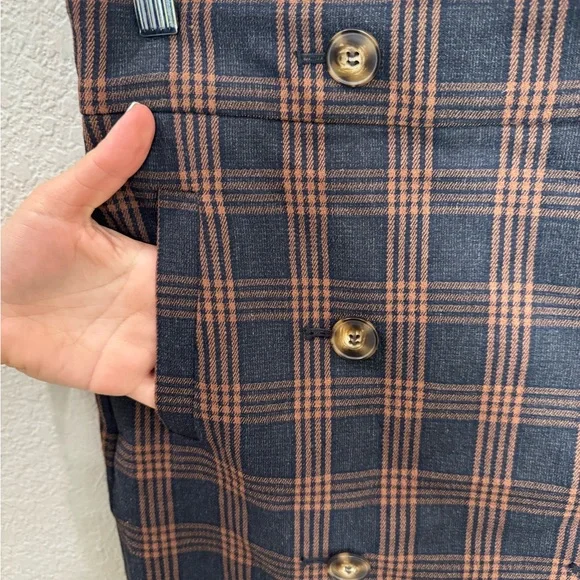 Madewell Double Breasted Plaid Brown and Black Women's Mini Skirt - Picture 3 of 5